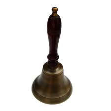 School Bell Brass With Wooden Handle Light Gauge Diameter 4"