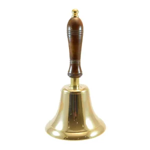 School Bell Brass With Wooden Handle Small Diameter 4"
