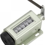 A five-digit mechanical tally counter with a spring attached, displaying the number "552" on a white background. The text "C" is on the left side of the counter, and the text "L" is on the right side.