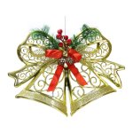 Christmas Decorated Two Bells With Chain Hanging 