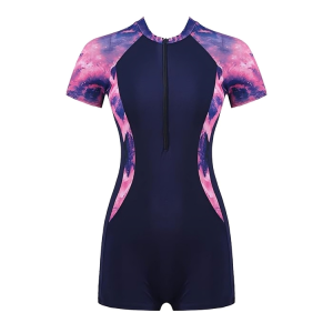 Youyou Ladies Swimsuit, Purple/Blue, Single Piece Long