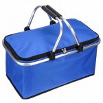Aluminum Foil Thicked Picnic Basket For Camping 600D Oxford 42*23*23cm With Aluminum Foldable Handle