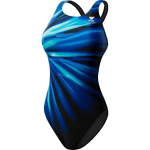 Yongtao Swimming Costume For Girls/Women, Blue With Grey & Black Stripes