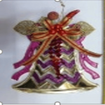 Christmas Hanging Bell With Bow On Top Colorful 19cm