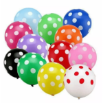 12" ROUND BALLOON STANDARD WITH SILKSCREEN PRINTING " DOTS", 50PCS/PKT