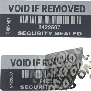 SILVER HIGH RESIDUE "VOID" SECURITY LABEL