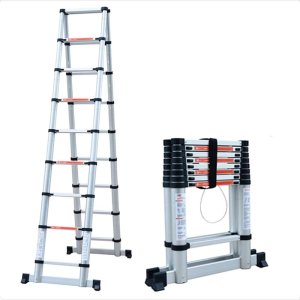 Aluminium Telescopic Ladder With Hinges 2.8m + 2.8m Double Side