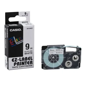 Casio XR-9WE1 9mm X 8M Black Ink On White Tape Cartridge