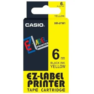 Casio XR-6YW1 6mm Black Ink Yellow Tape Cartridge