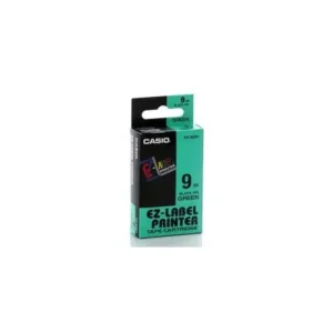 Casio XR-9GN1 9mm Black Ink Green Tape Cartridge