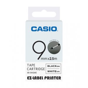 Casio XR-9HSWE 9mm X 2.5M Black On White Tape Heat Shrink Tube Cartridge