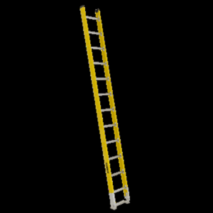 Fiberglass Straight Ladder With Aluminium Steps - 5.0M, 14X2 Steps