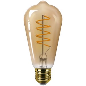 Philips LED Spiral Filament Lamp 4-25W E27 WW ST64 Gold Dimmable