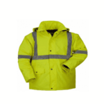 Hi-Visibility Full Sleeve Jacket with Reflective Stripes and Hood Medium Size