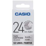 Casio XR-24GCWE 24mm×5.5 Black On White Label Tape Cassette